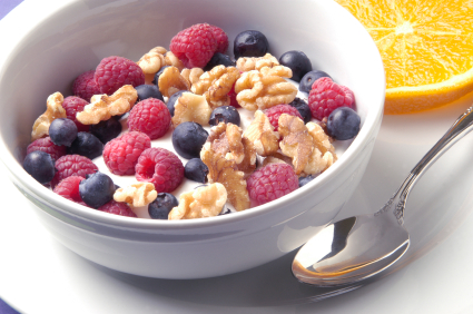 Greek yogurt with granola and berries