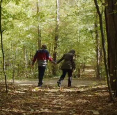 Kevin Pearce and his mom in woods in "Crash Reel"