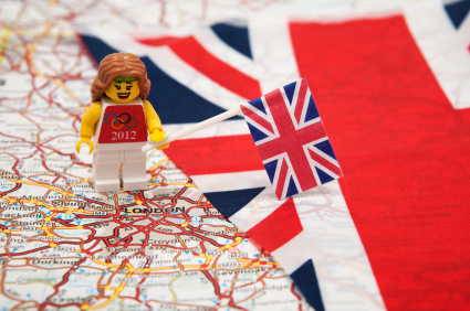 London Olympics with Union Jack and Lego figure and map