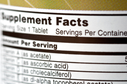 Nutritional label on dietary supplement