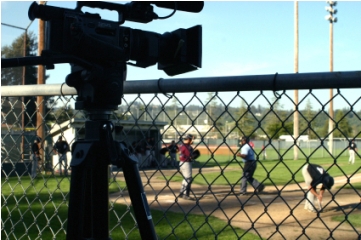 Video camera at baseball game