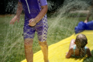 Playing on slip and slide