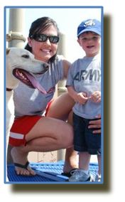 Marci Yost with son and family dog