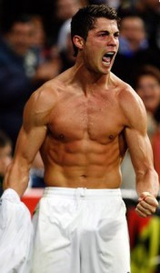 Christiano Ronaldo without his shirt