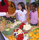 Students eating vegetables